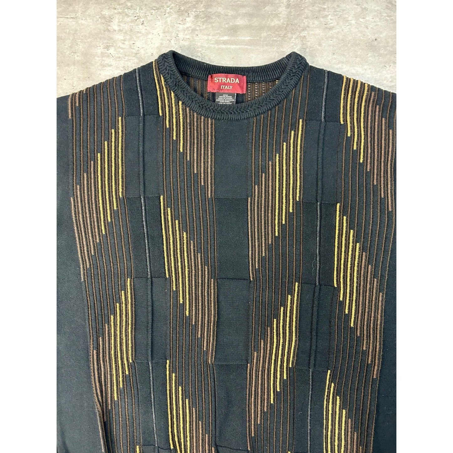 Vintage 90s Strada Abstract Striped Pullover Knit Sweater Size Large