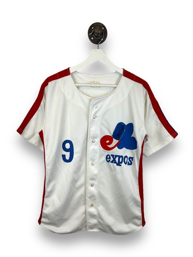 Vintage 90s Montreal Expos #9 MLB Stitched Ravens Jersey Size Large White