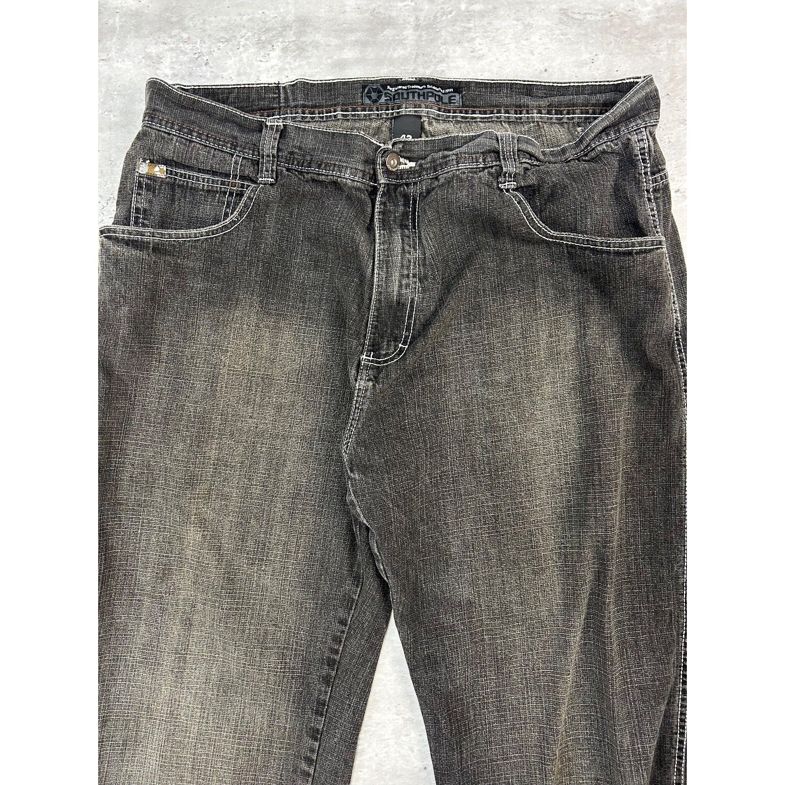 Vintage Y2K Southpole Faded Baggy Fit Black Denim Pants Size 42