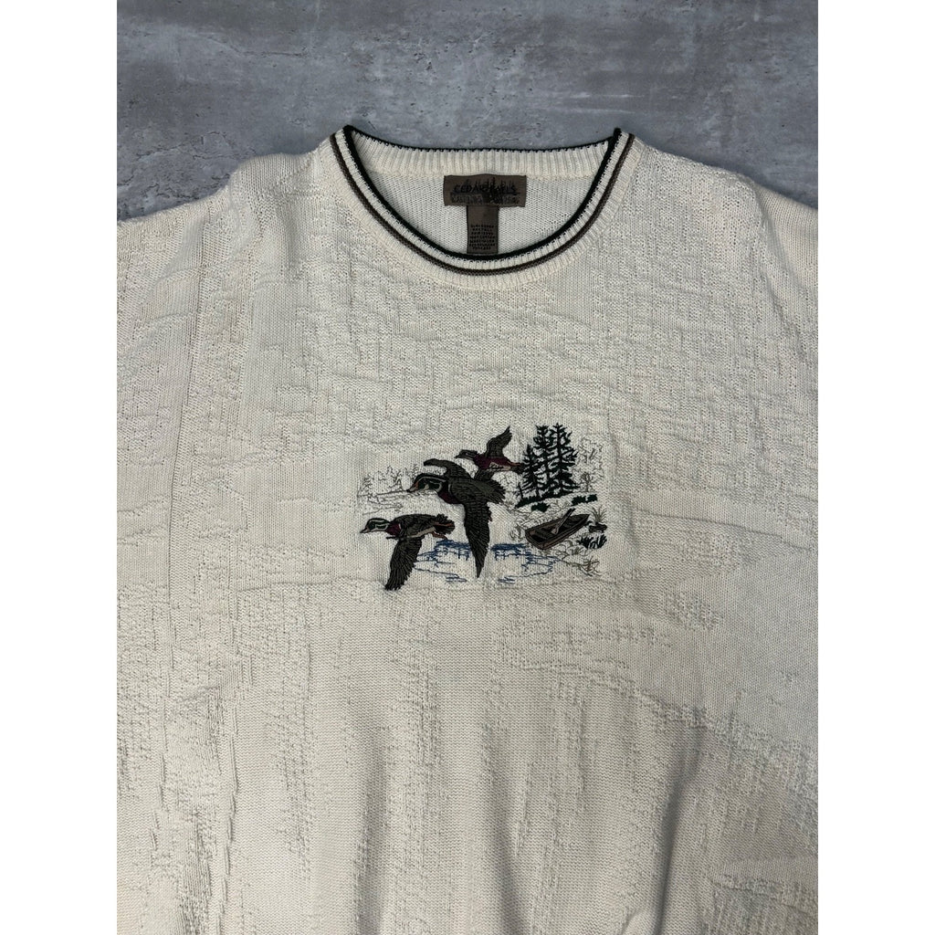 Vintage Creek Falls Duck Embroidered Graphic Nature Knit Sweater Size 2XLT
