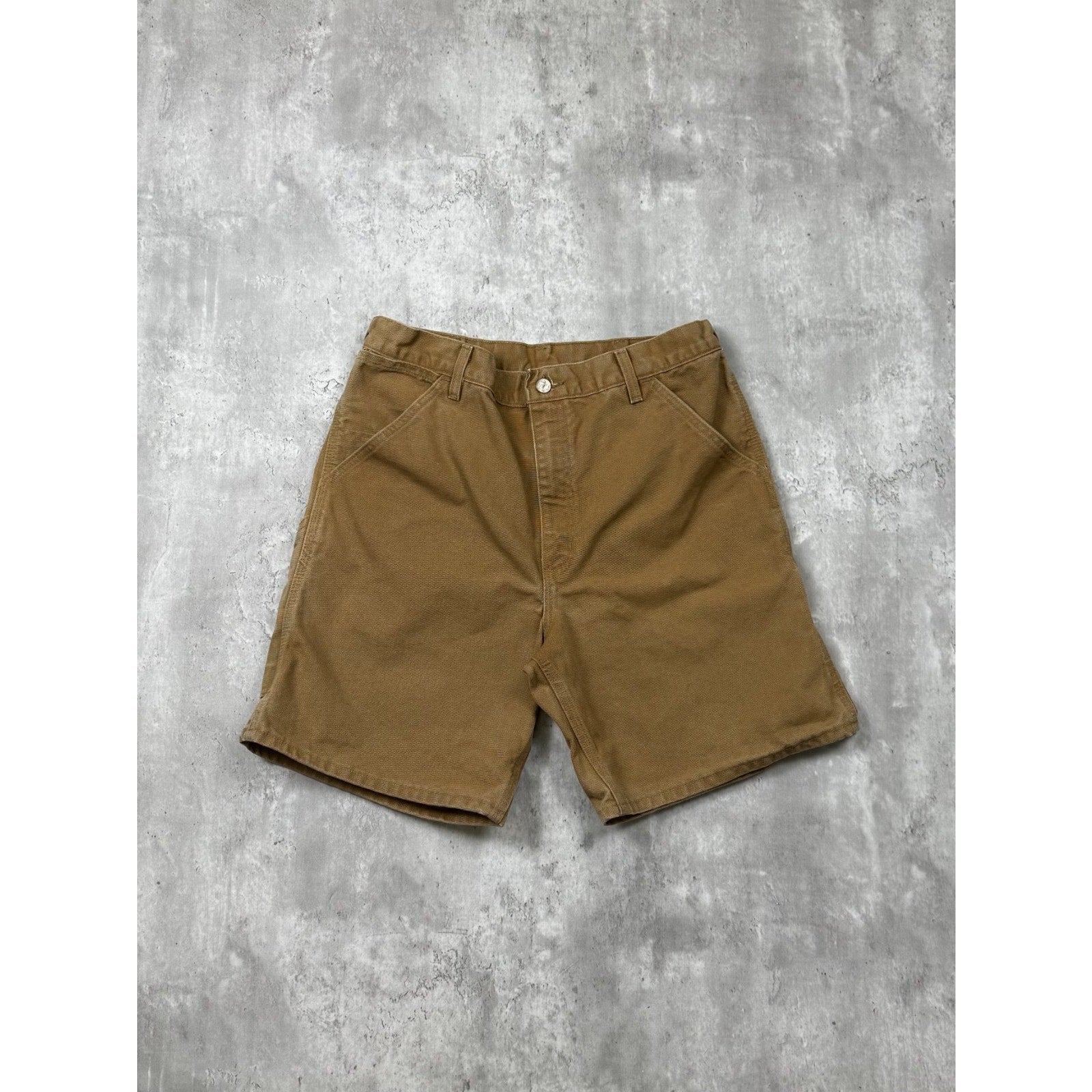 Vintage Carhartt Canvas Workwear Beige Carpenter Shorts Size 33