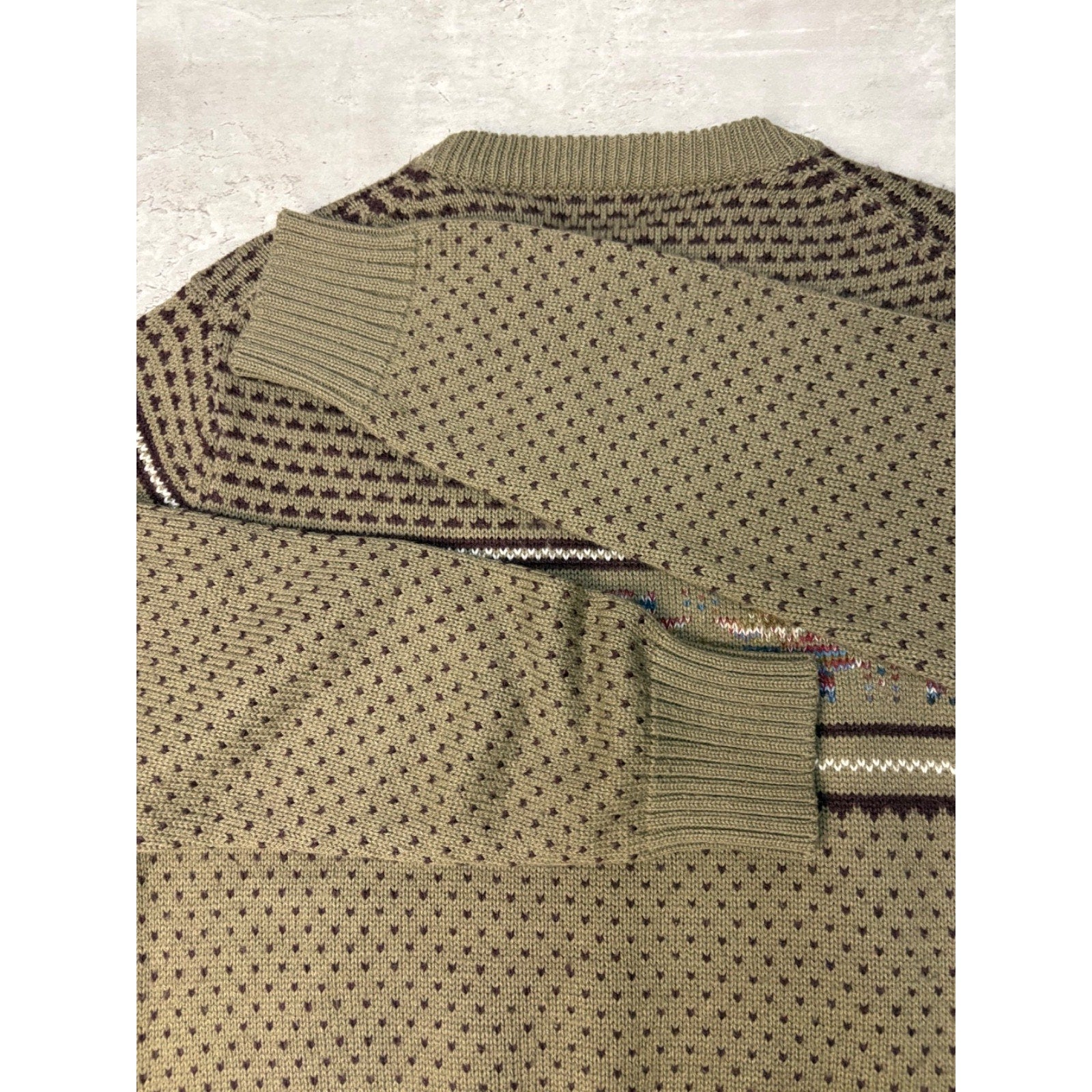 Vintage 90s South Channel Snowflake Striped Print Pullover Knit Sweater Sz Large