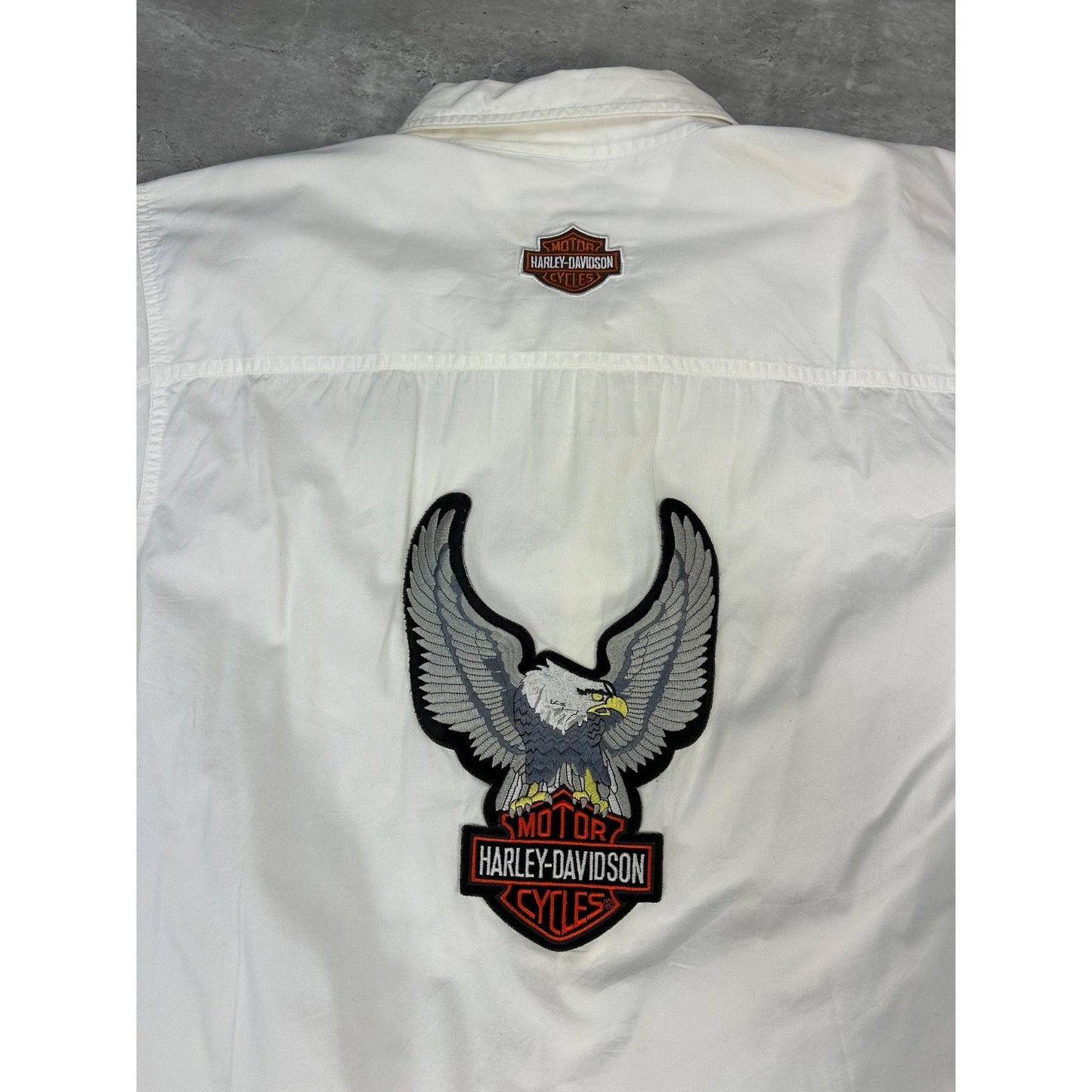 Harley Davidson Graphic Long Sleeve Button Up Shirt Size XL White