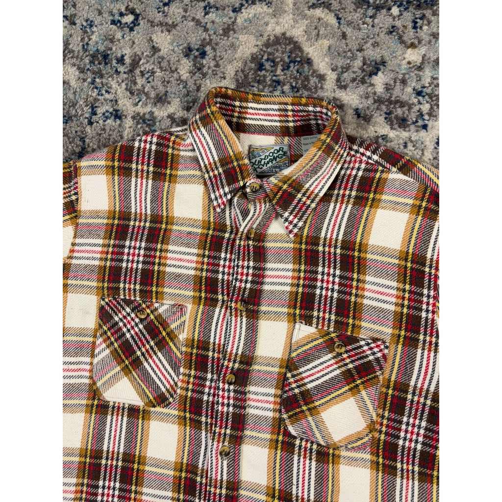 Vintage 90s Outdoor Exchange Plaid Long Sleeve Flannel Button Up Shirt Sz Large