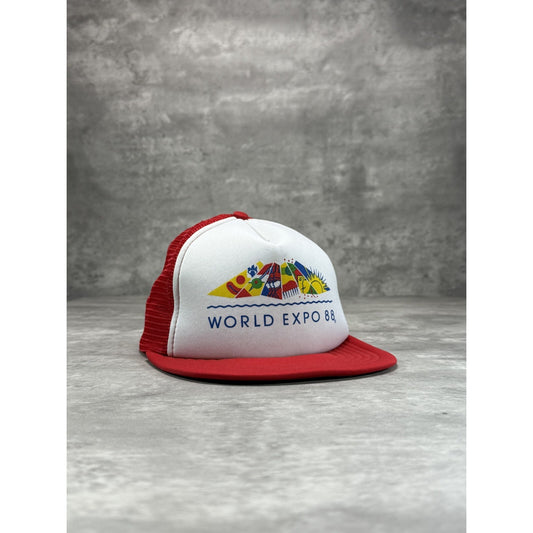 Vintage 1988 World Expo Graphic Trucker Snapback Hat OSFA