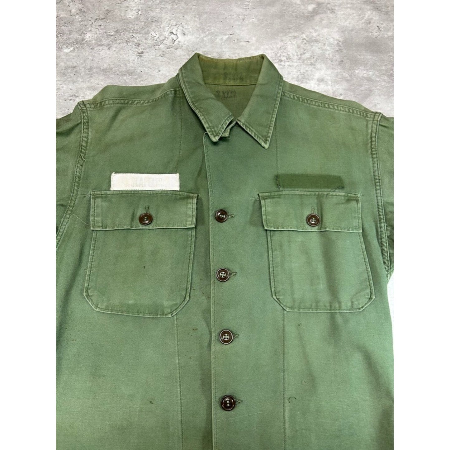 Vintage 107 Military Utility Double Pocket Long Sleeve Button Up Shirt Size Medium