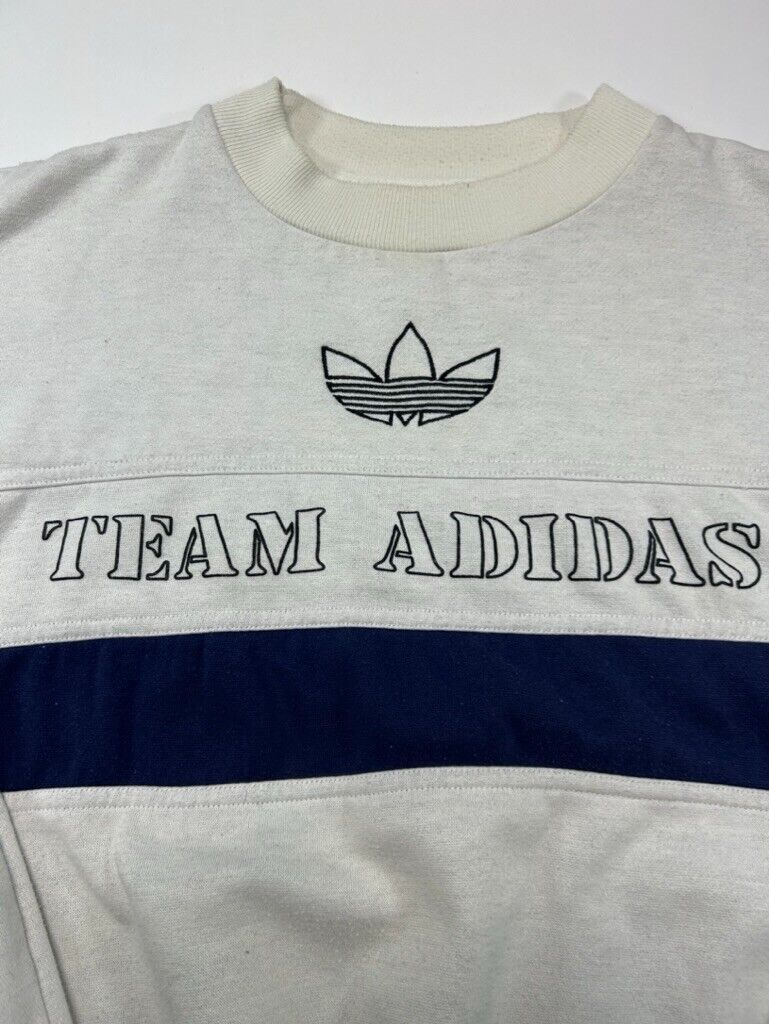 Vintage 80s Team Adidas Embroidered Trefoil Panelled Sweatshirt Size Large