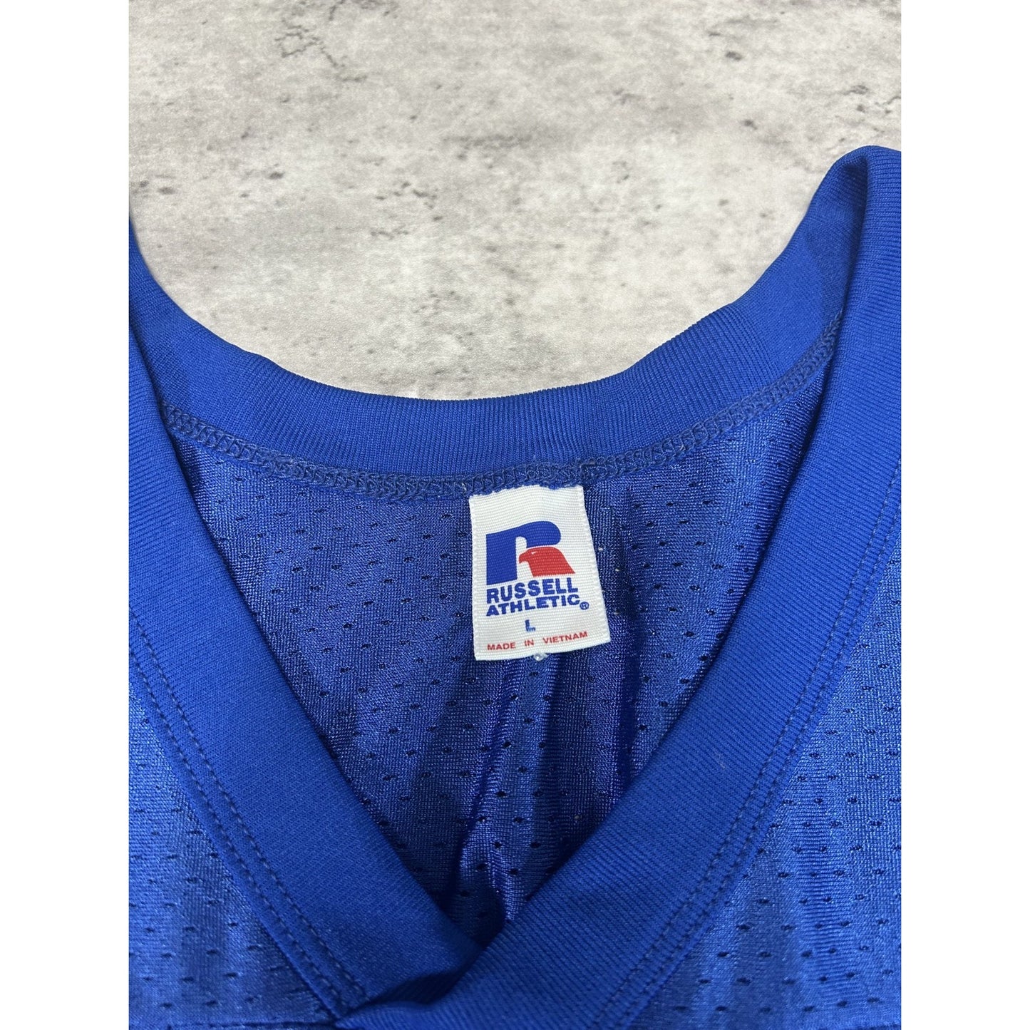 Vintage 80s/90s Russell Athletics #14 Mesh Football Jersey Size Large Blue