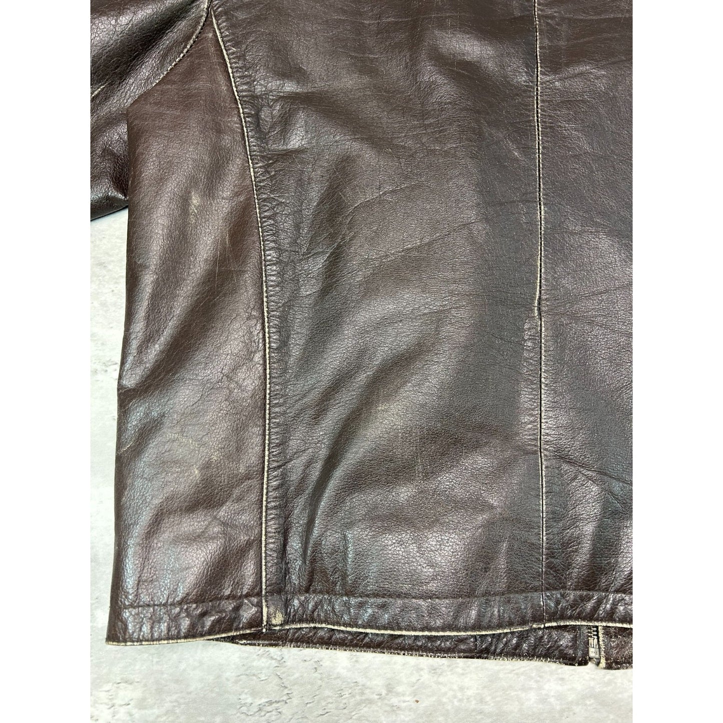 Vintage Tommy Hilfiger Denim Full Zip Cafe Racer Leather Jacket Size XL