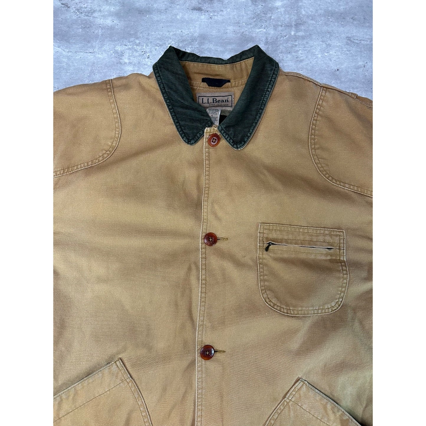 Vintage 90s L.L. Bean Multi Pocket Canvas Hunting Jacket Size XL Beige