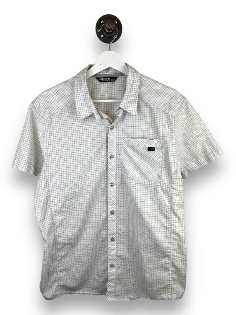 Arcteryx Plaid Single Pocket Short Sleeve Button Up Shirt Size Medium White