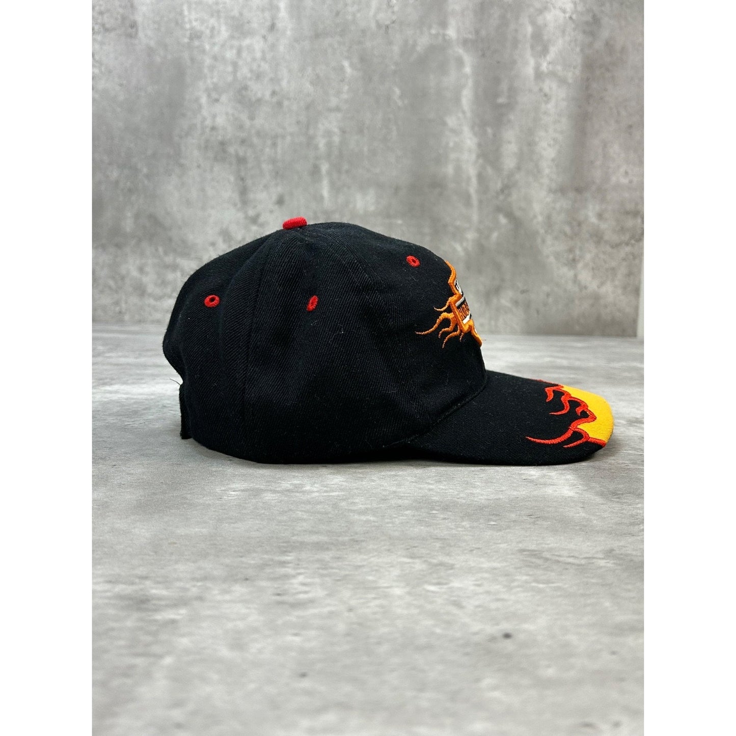 Vintage 2000s Harley Davidson Embroidered Flame Logo Strapback Hat OSFA