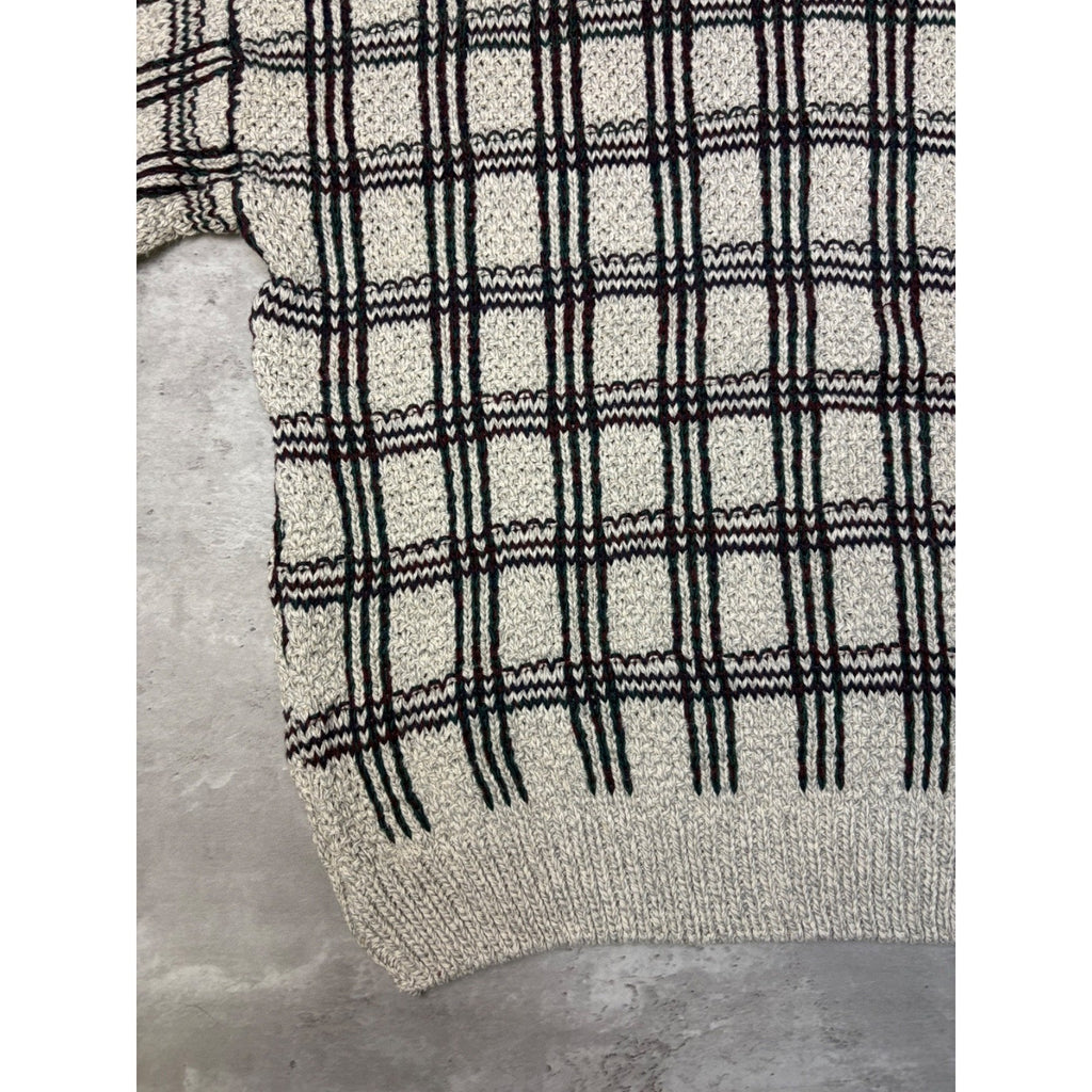 Vintage C.J. Cotton Geometric Pattern Knit Sweater Size XL