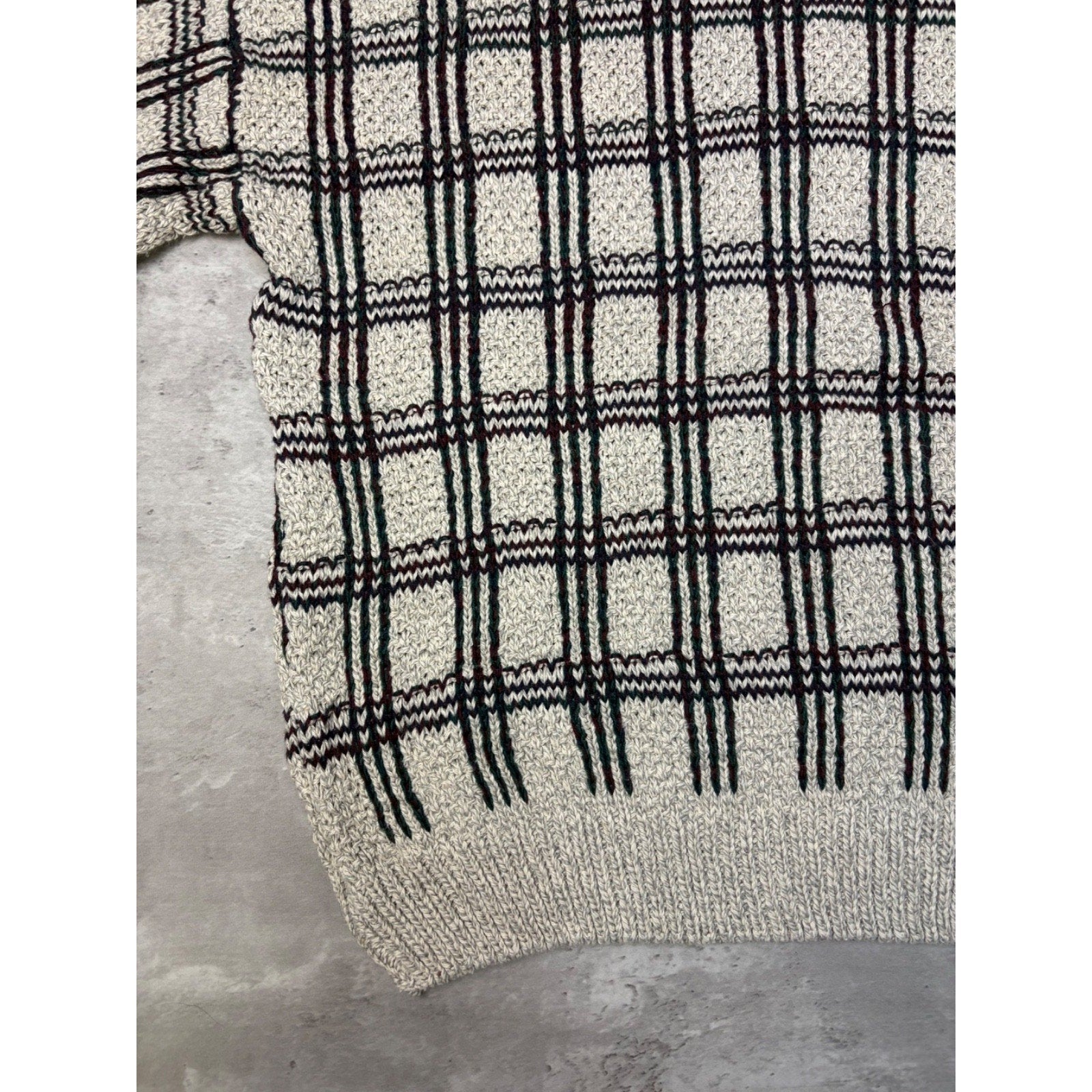 Vintage C.J. Cotton Geometric Pattern Knit Sweater Size XL