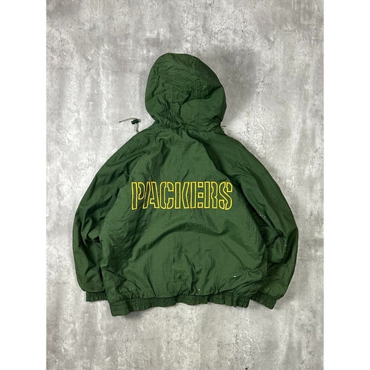 Vintage 90s Green Bay Packers NFL Full Zip Insulated Hooded Jacket Size Large