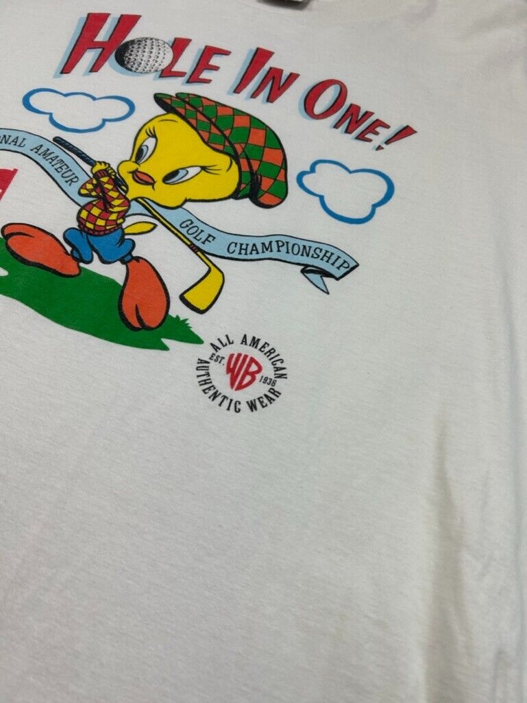 Vintage 1991 Looney Tunes Tweety Bird Hole In One Golf Graphic T-Shirt Size XL