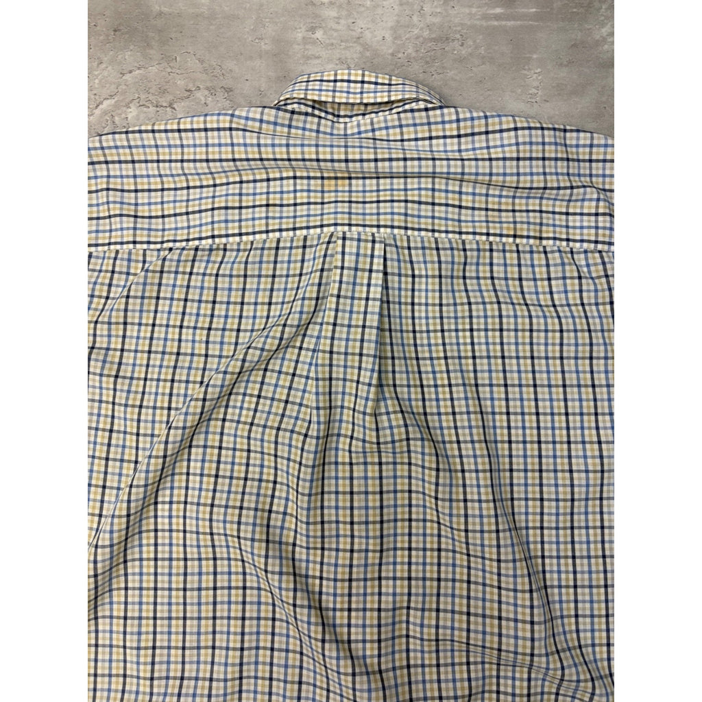Vintage Van Heusen Single Pocket Plaid Cropped Button Up Shirt Size Large
