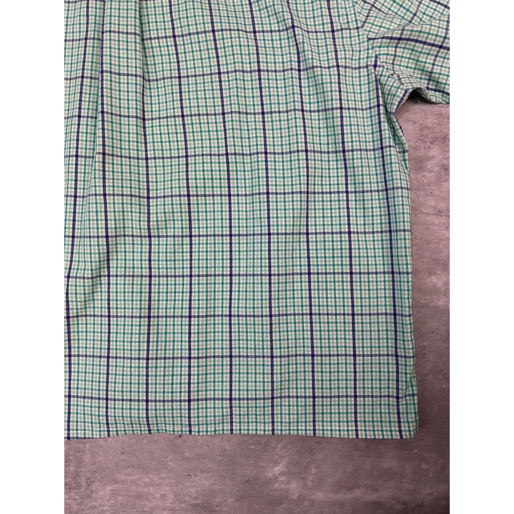Vintage Chaps Plaid Print Reworked Cropped Long Sleeve Button Up Shirt Sz Large