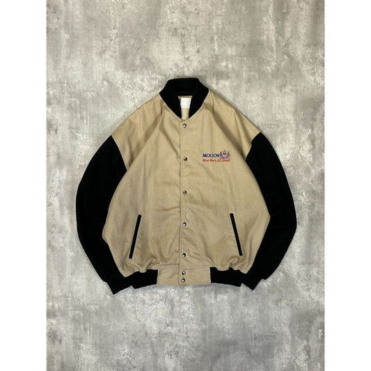 Vintage 90s Molson Export Embroidered Spellout Bomber Jacket Size XL