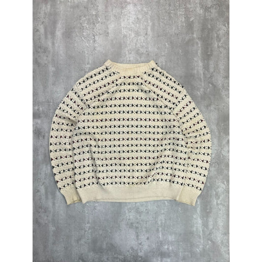 Vintage 90s Northern Elements Diamond Print Knit Sweater Size 2XL Beige