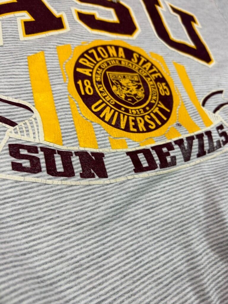 Vintage Arizona Sun Devils NCAA Collegiate Crest Striped Sweatshirt Size Medium