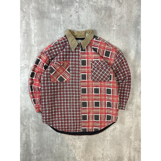 Vintage 90s Bugle Boy Wetlands Abstract Plaid Print Full Zip Jacket Size XL
