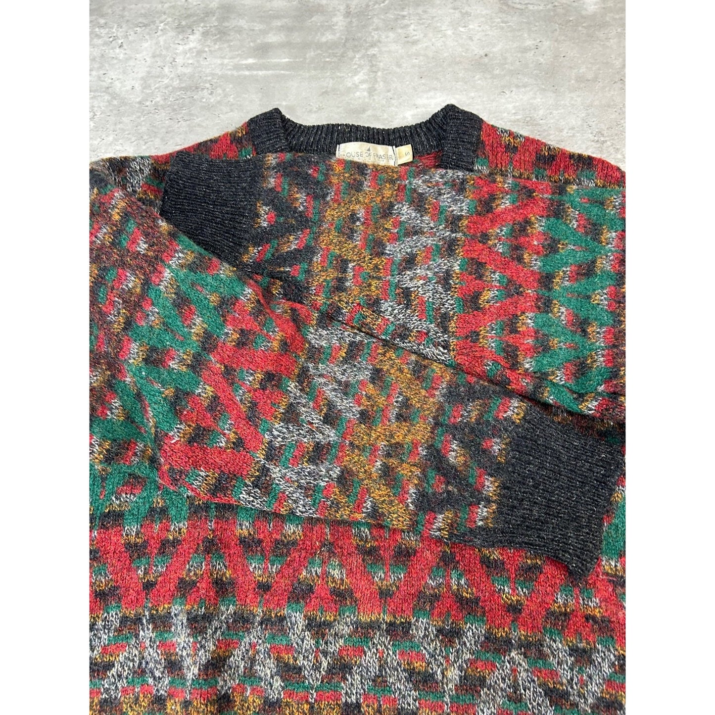 Vintage 90s House Of Fraser Abstract Striped Ribbed Knit Sweater Size Small