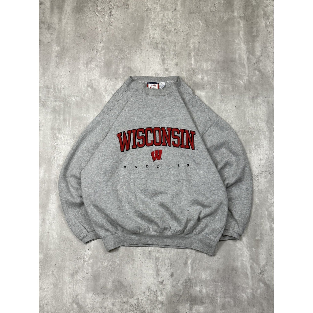 Vintage Wisconsin Badgers NCAA Embroidered Spellout Sweatshirt Size Large