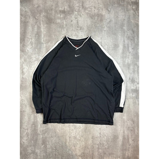 Vintage 2000s Nike Embroidered Middle Swoosh Long Sleeve T-Shirt Size XXL Black
