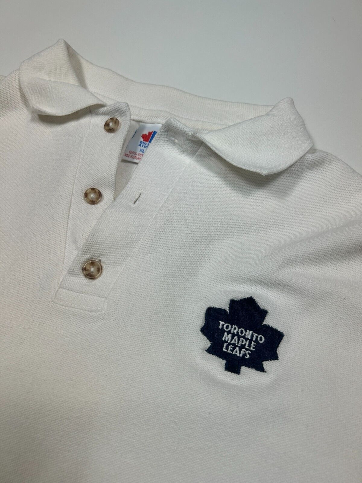 Vintage 90s Toronto Maple Leafs Bulletin Athletic Polo Button Up Shirt Size XL