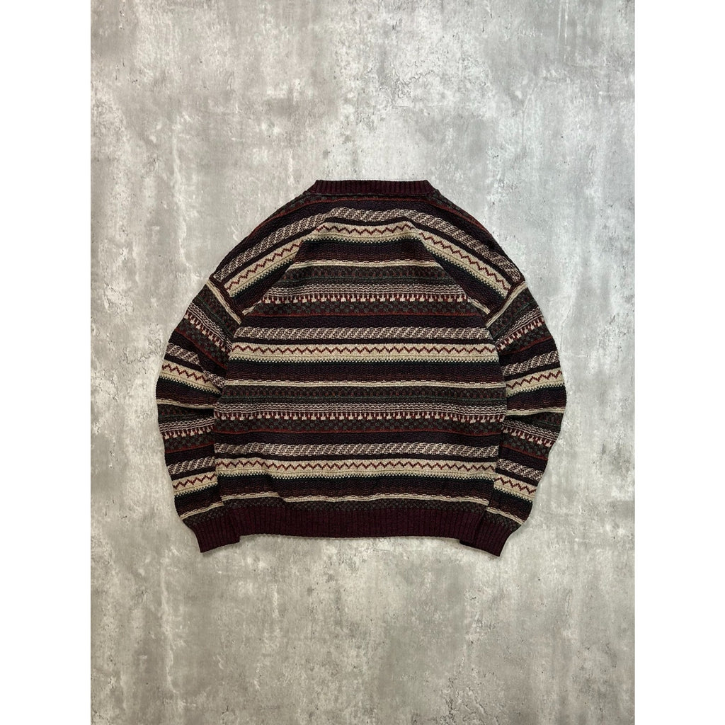 Vintage 90s St Johns Bay Abstract Striped Pullover Knit Sweater Size Large
