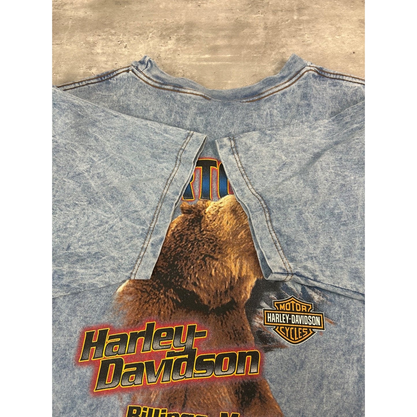 Vintage Harley Davidson Montana Bear Graphic Tye Dye T-Shirt Size XL