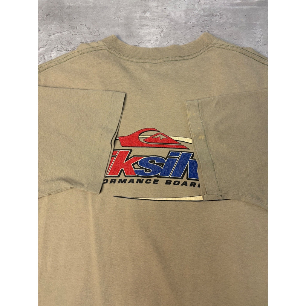Vintage Y2K Quiksilver Advanced Boarding Two Tone Spellout Logo T-Shirt Sz Large