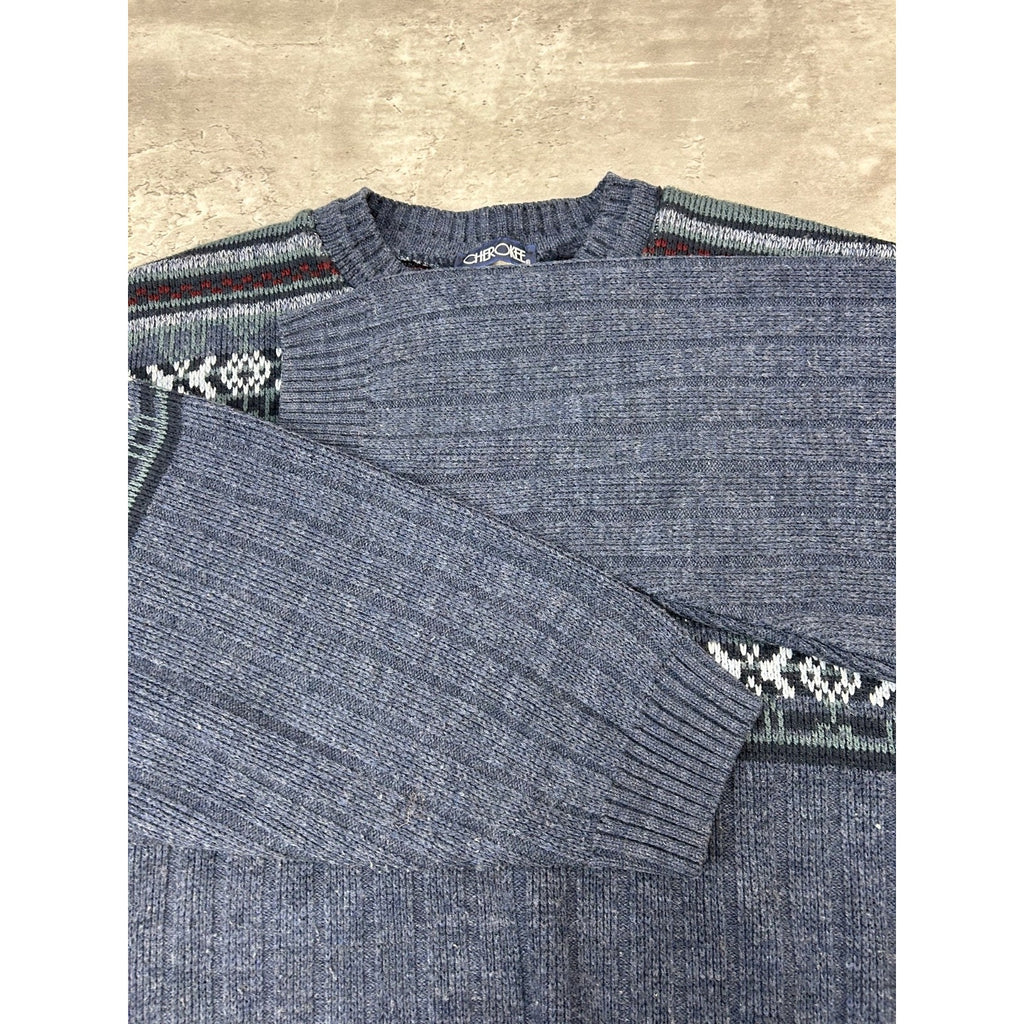 Vintage Cherokee Abstract Striped Pullover Knit Sweater Size XL