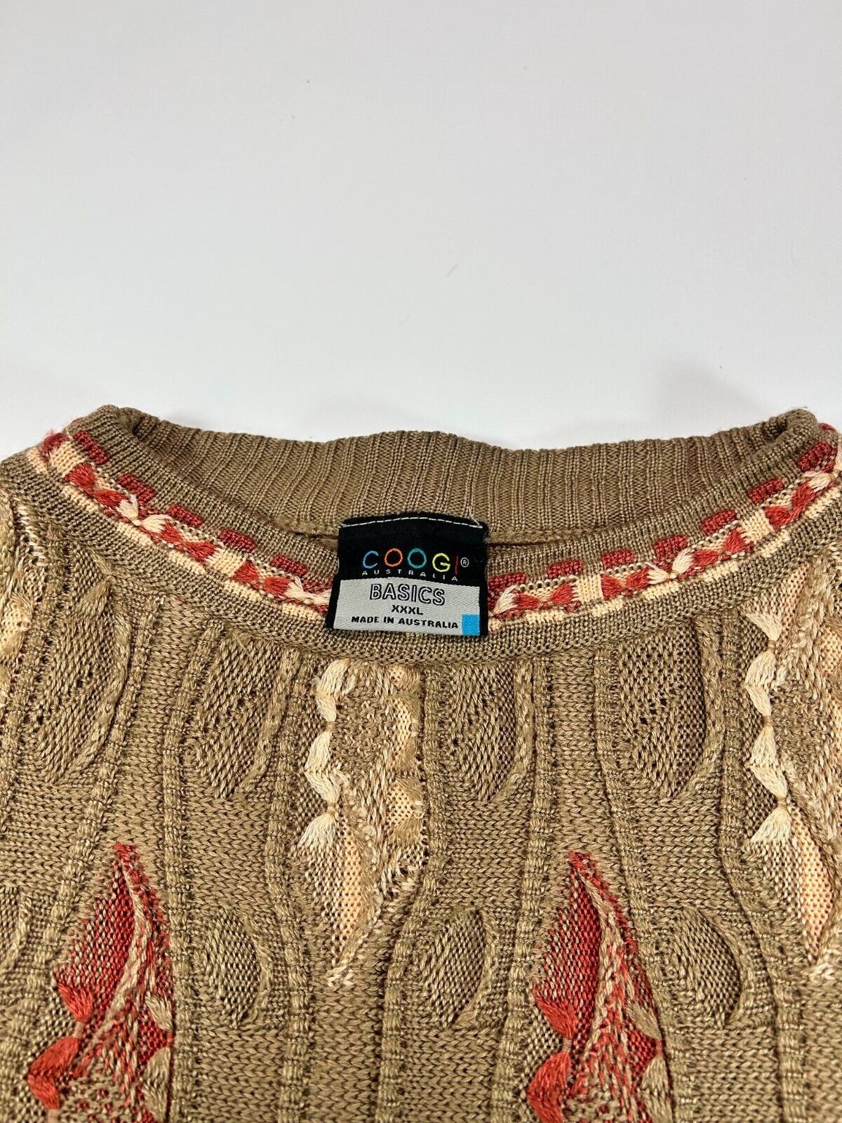 Vintage COOGI Abstract Pattern Striped Pullover 3D Knit Sweater Size 3XL