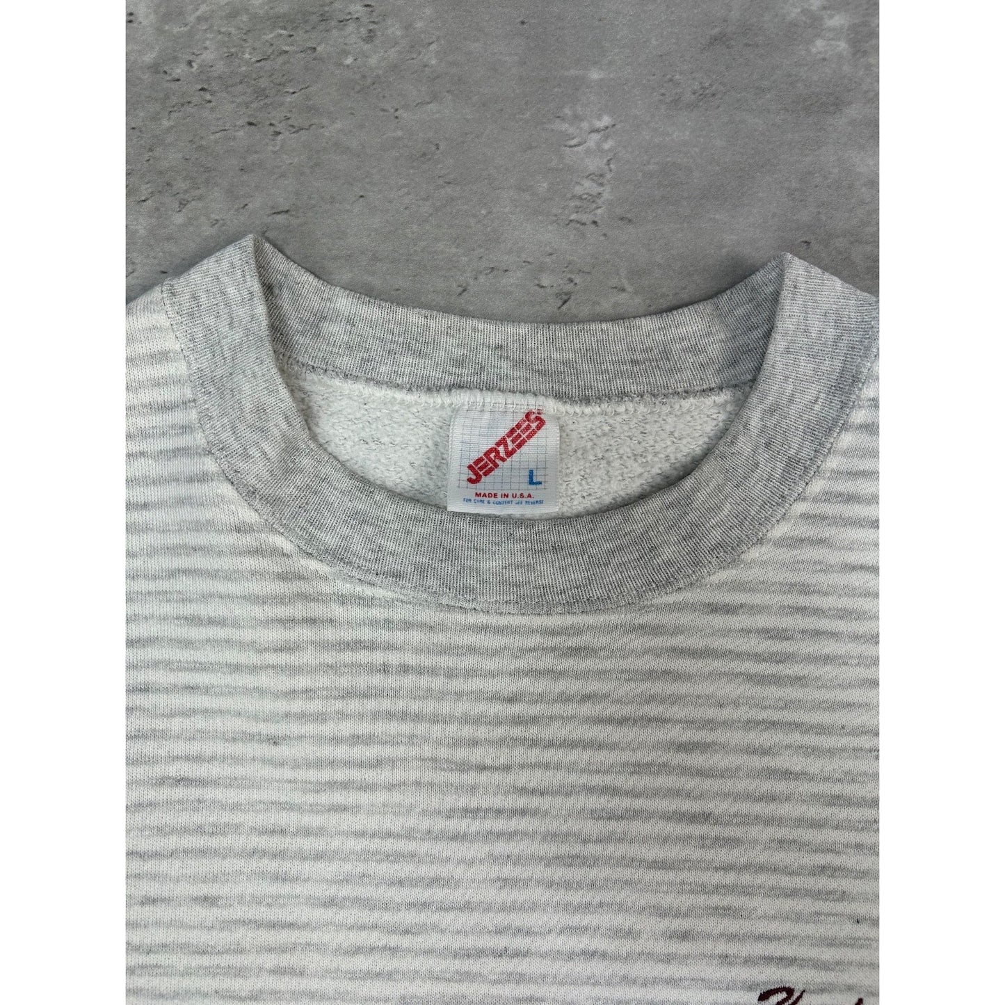 Vintage 90s Honda Embroidered Spellout Striped Crewneck Sweatshirt Size Large