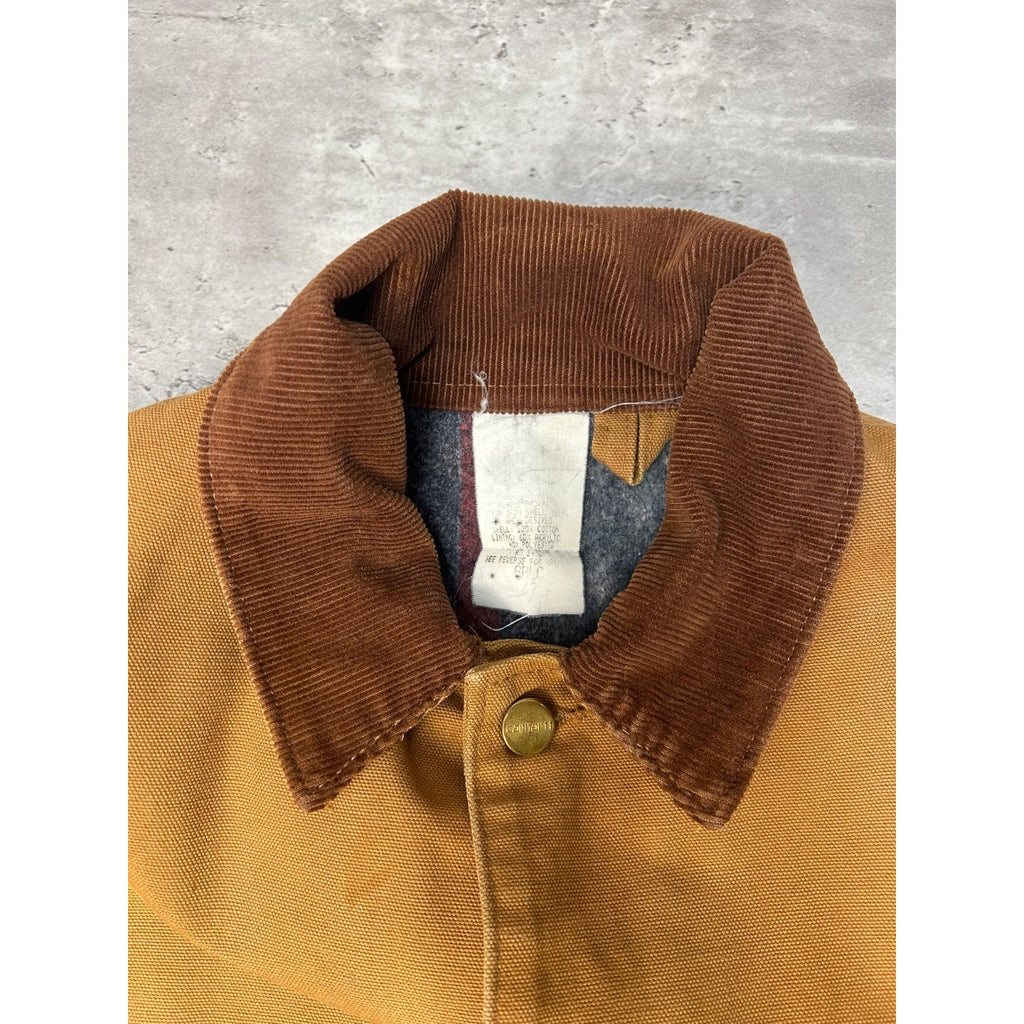 VTG 90s Carhartt Blanket Lined Canvas Workwear Chore Barn Coat Jacket Size Large