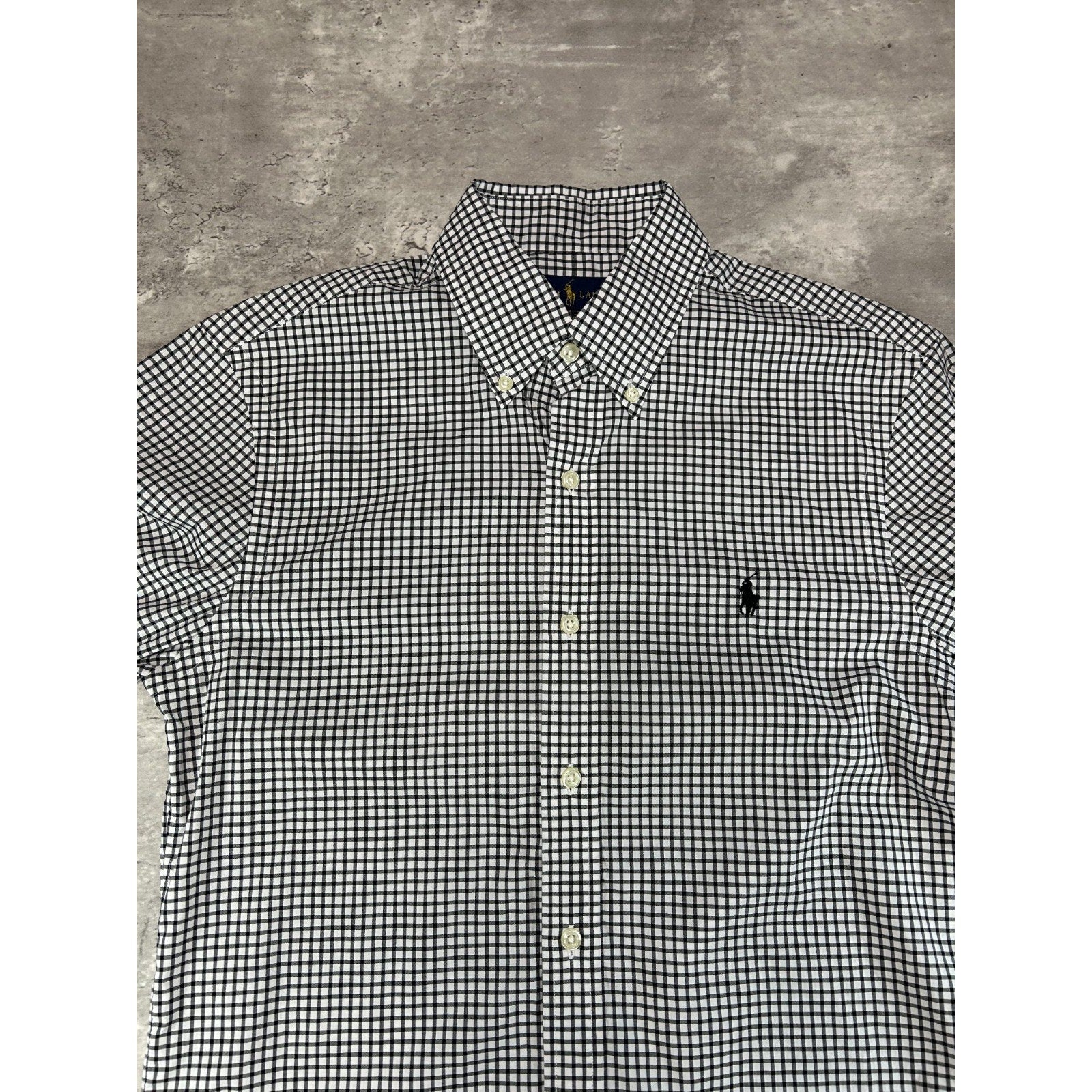 Polo Ralph Lauren Checkered Print Reworked Cropped Button Up Shirt Size Small