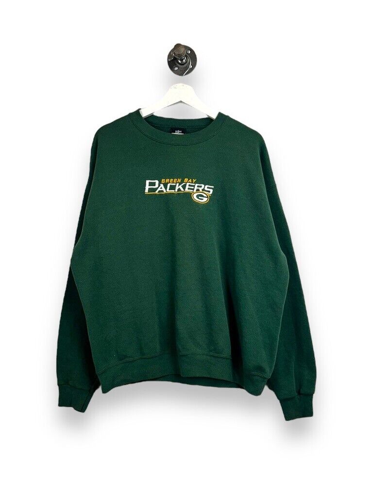 Green Bay Packers NFL Embroidered Spellout Logo Football Sweatshirt Size Large