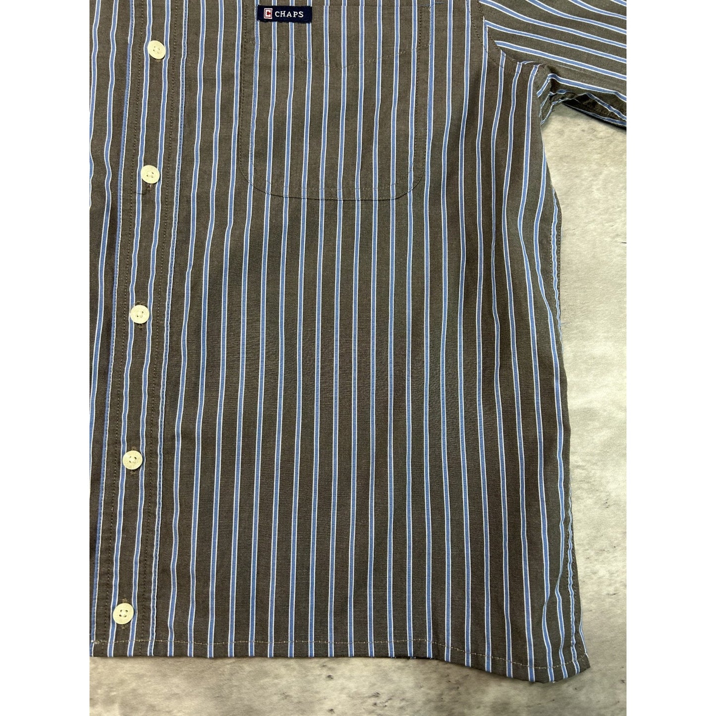 Vintage Chaps Striped Print Long Sleeve Reworked Cropped Button Up Shirt Medium