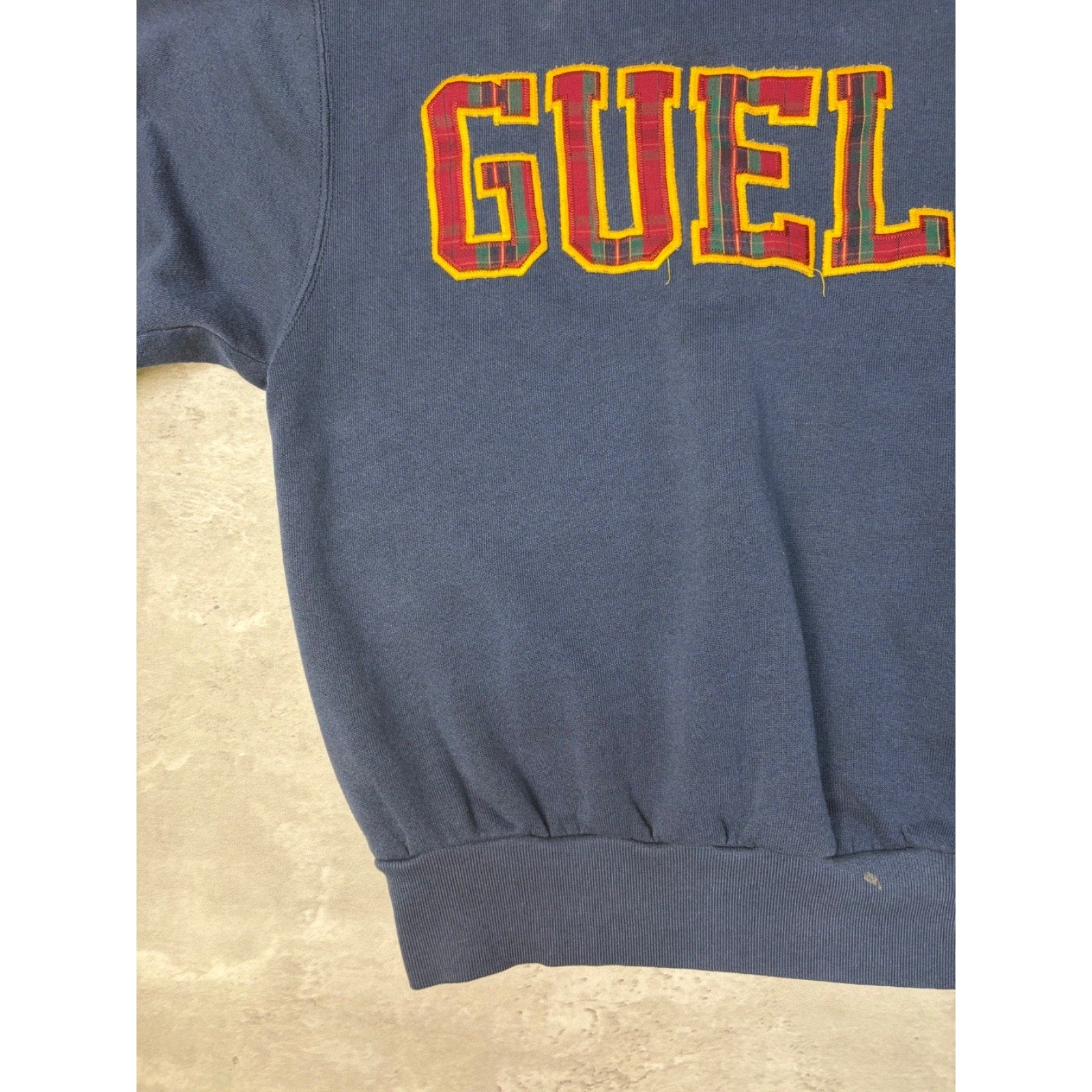 Vintage University Of Guelph Collegiate Plaid Spellout Sweatshirt Size Large
