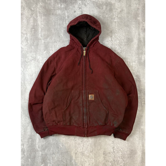 Vintage Carhartt Quilted Lined Canvas Workwear Hooded Active Jacket Size XL