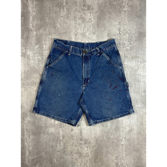 Vintage Carhartt Dark Wash Denim Workwear Carpenter Shorts Size 32 Blue