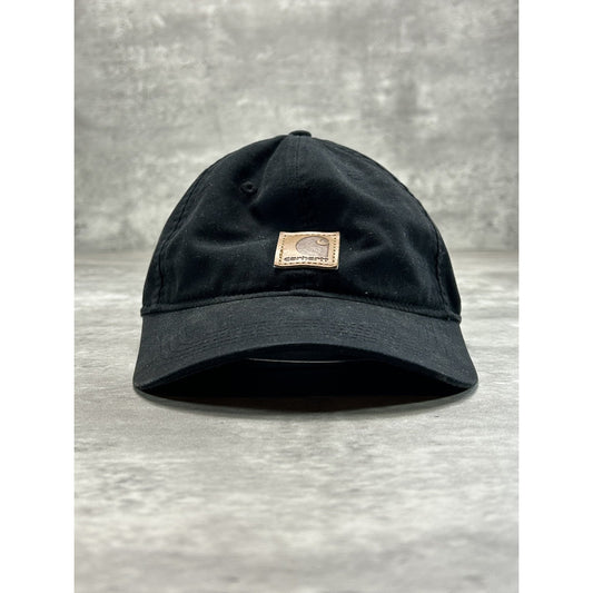 Vintage Carhartt Embroidered Patch Workwear Strapback Hat OSFA Black