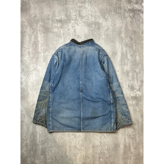 Vintage 1970s Caboose Blanket Lined Denim Workwear Chore Jacket Size 2XL Blue