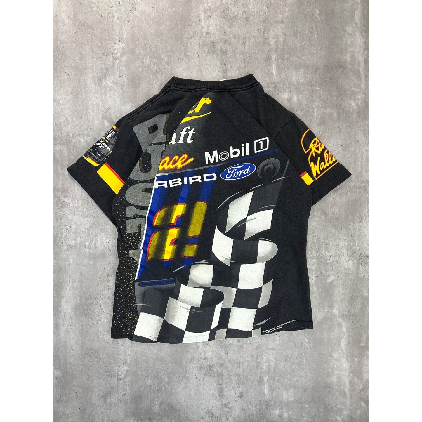 Vintage 90s Rusty Wallace #2 Nascar All Over Print Racing T-Shirt Size Medium