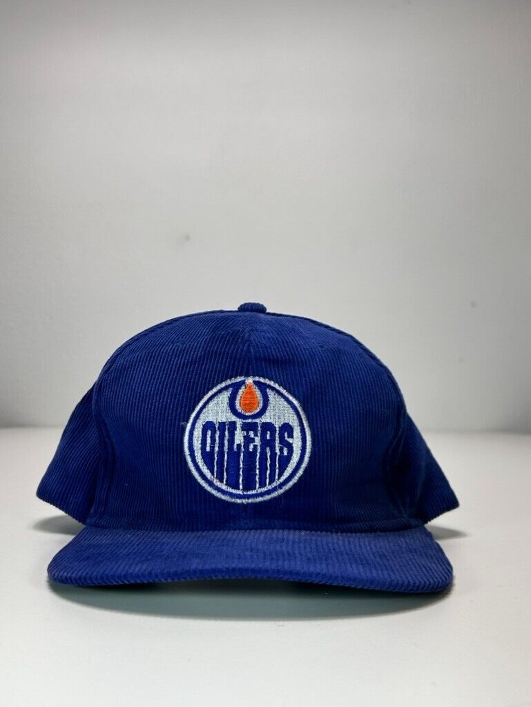 Vintage Edmonton Oilers NHL Embroidered Logo Corduroy Snapback Hat OSFA