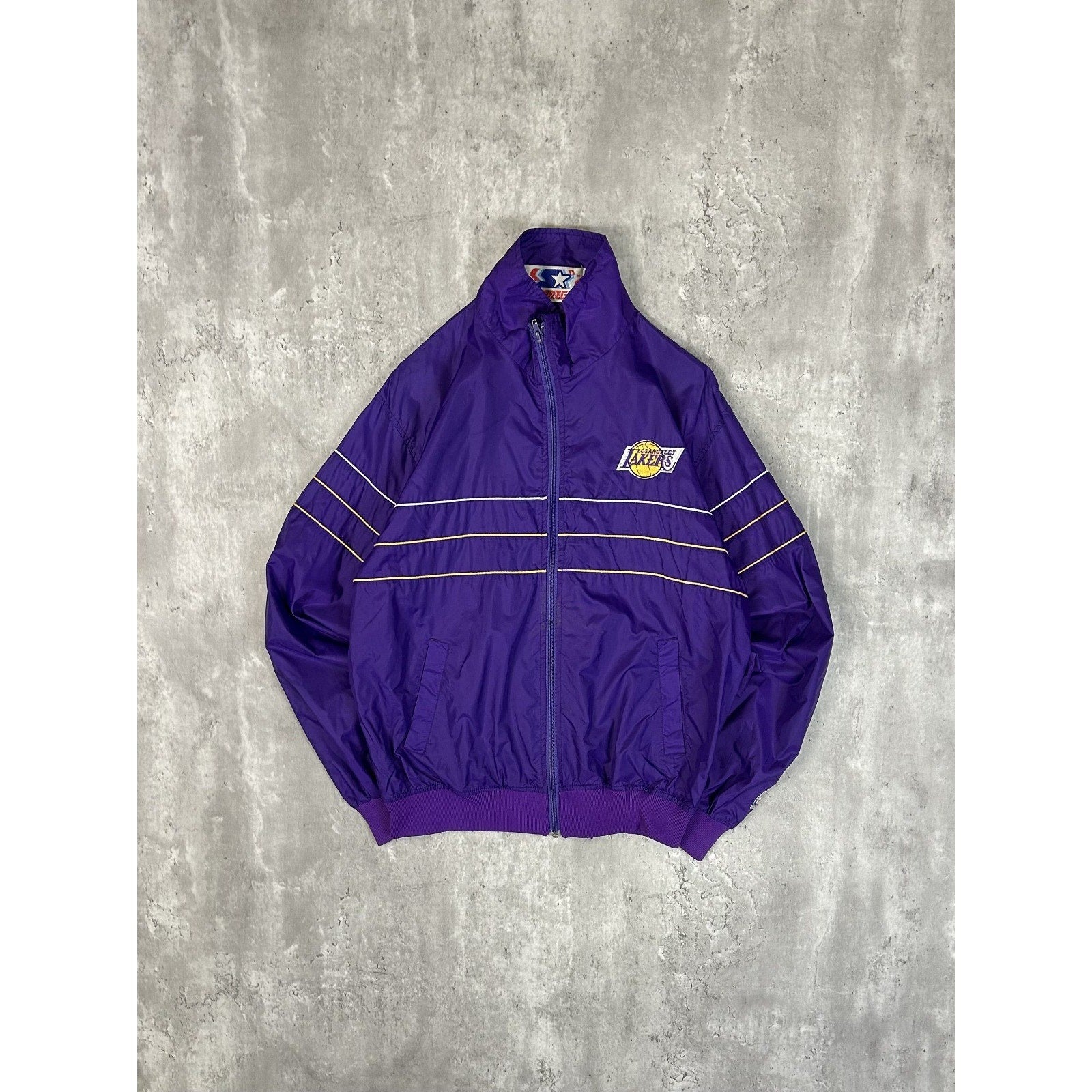 Vintage 80s Los Angeles Lakers NBA Nylon Starter Windbreaker Jacket Size Medium
