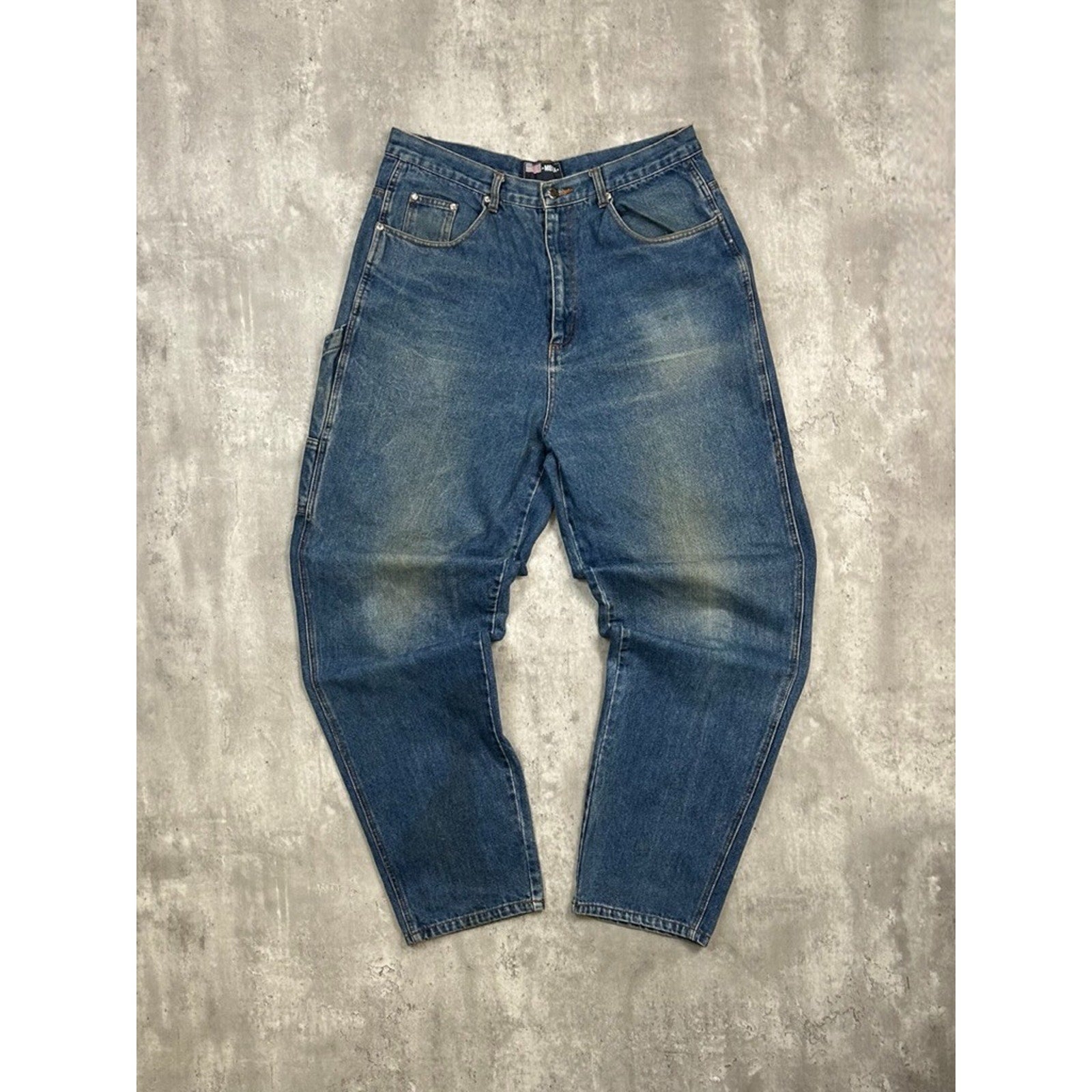 Vintage Y2K Mecca USA Baggy Fit Medium Wash Denim Carpenter Pants Size 34