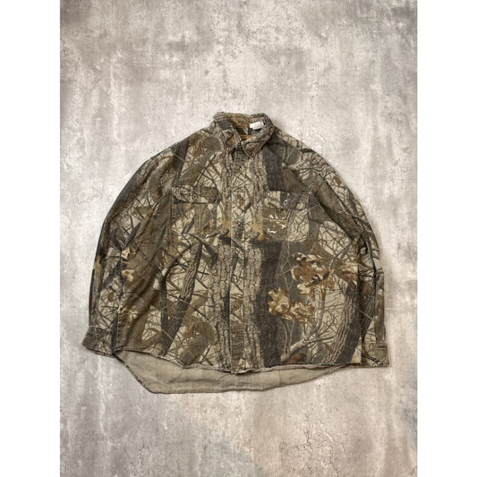 Vintage Duxbak Realtree Hardwoods Camo Long Sleeve Hunting Button Up Shirt XL